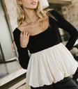 Round neck top in black