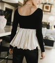 U-neck back top in black