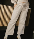 Elastic waist pants in bone