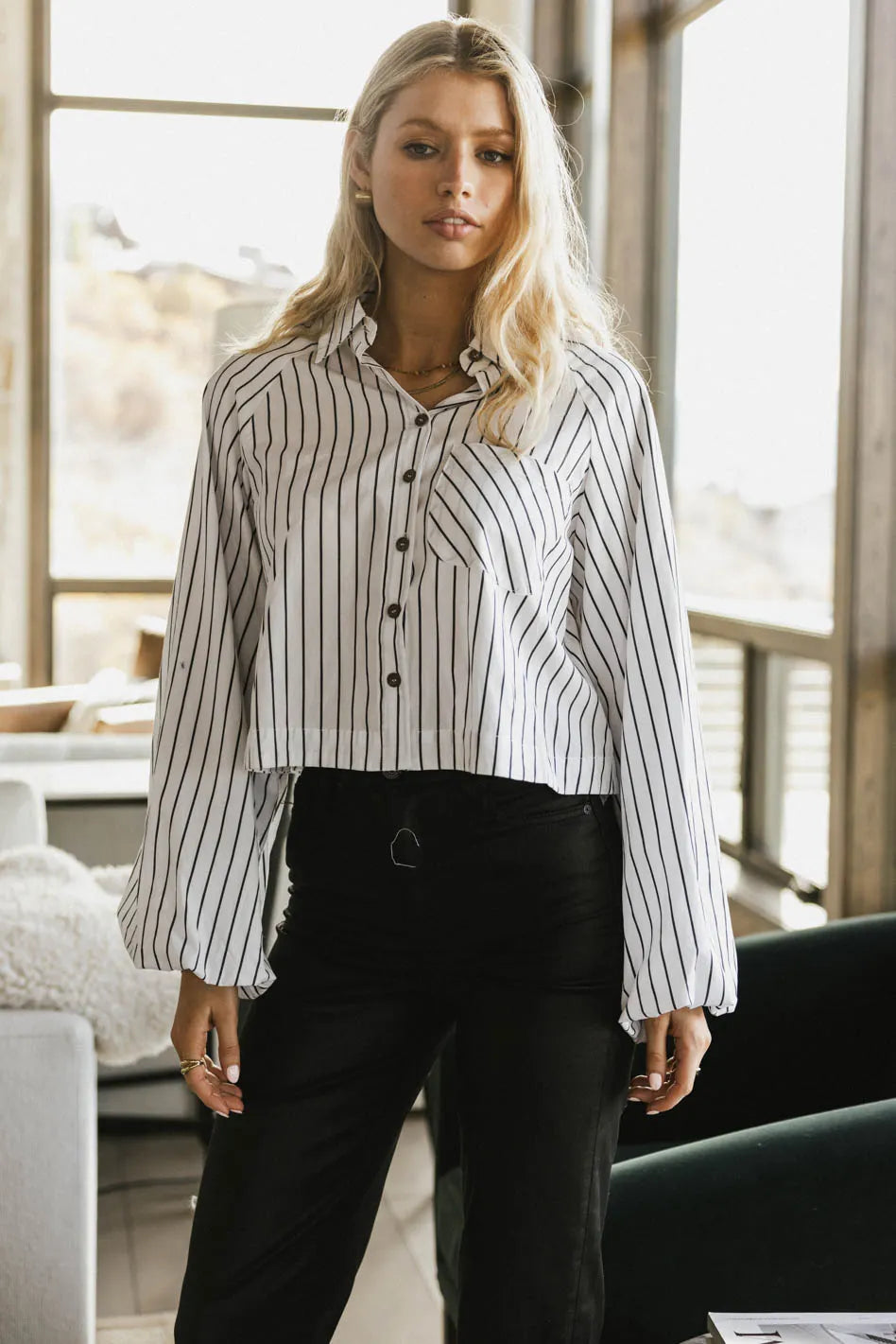 Button up blouse in white