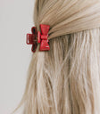 Mini Bow Claw Clip in Red