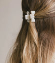 Mini Bow Claw Clip in White