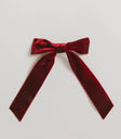 Long Tail Velvet Bow in Burgundy