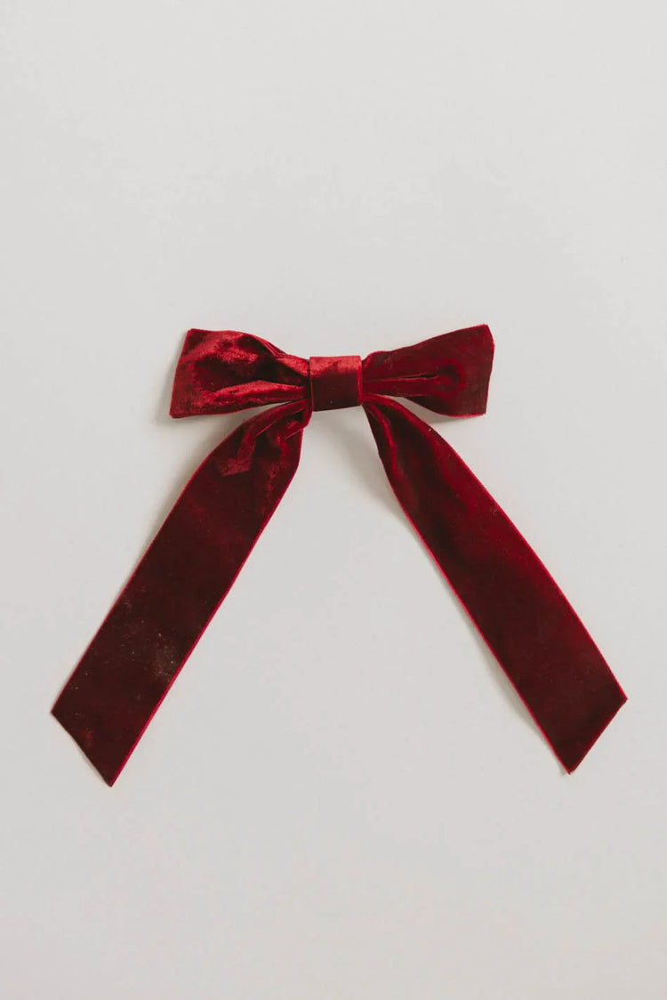 Long Tail Velvet Bow in Burgundy