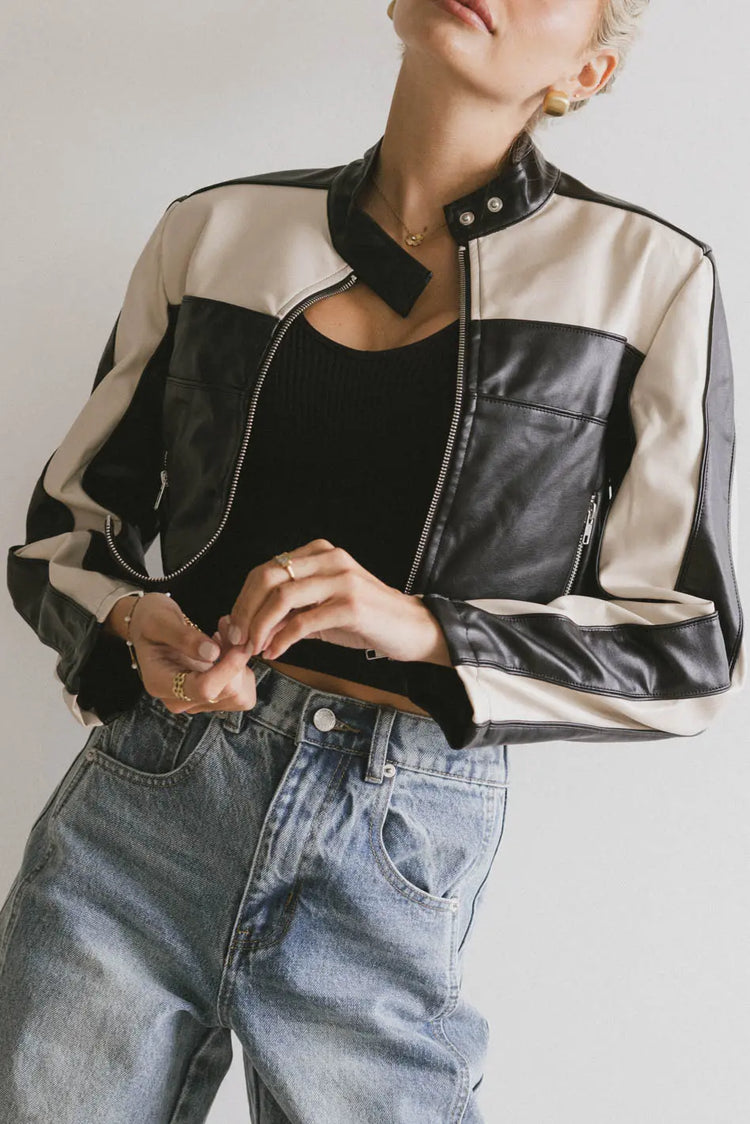 Colorblock moto jacket
