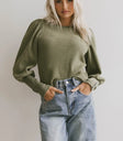 Round neck top in olive