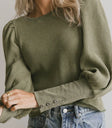 Bottoms cuff sleeves top in olive