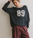 Round neck sweater in navy