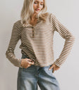 Basic striped top in brown