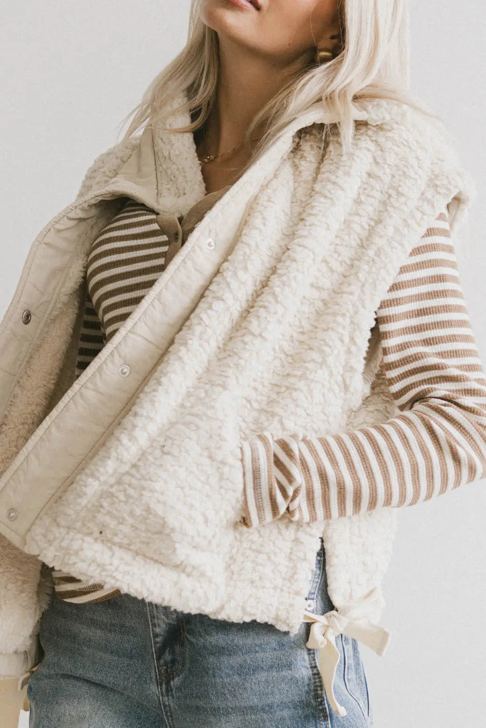 Johanna Sherpa Vest in Beige - FINAL SALE
