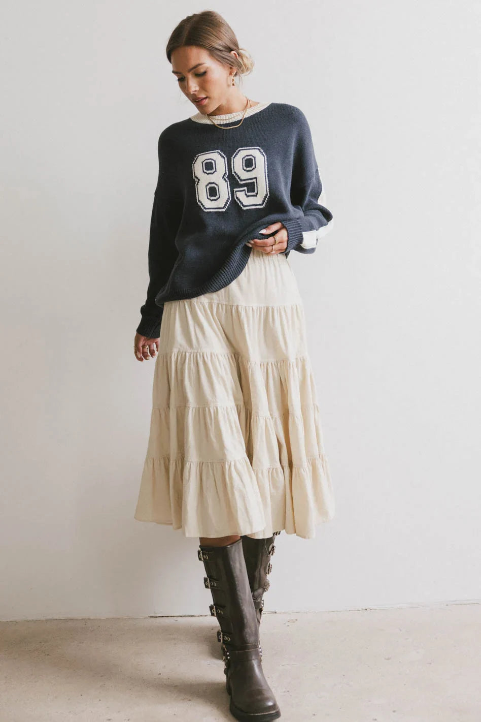 Midi skirt in cream