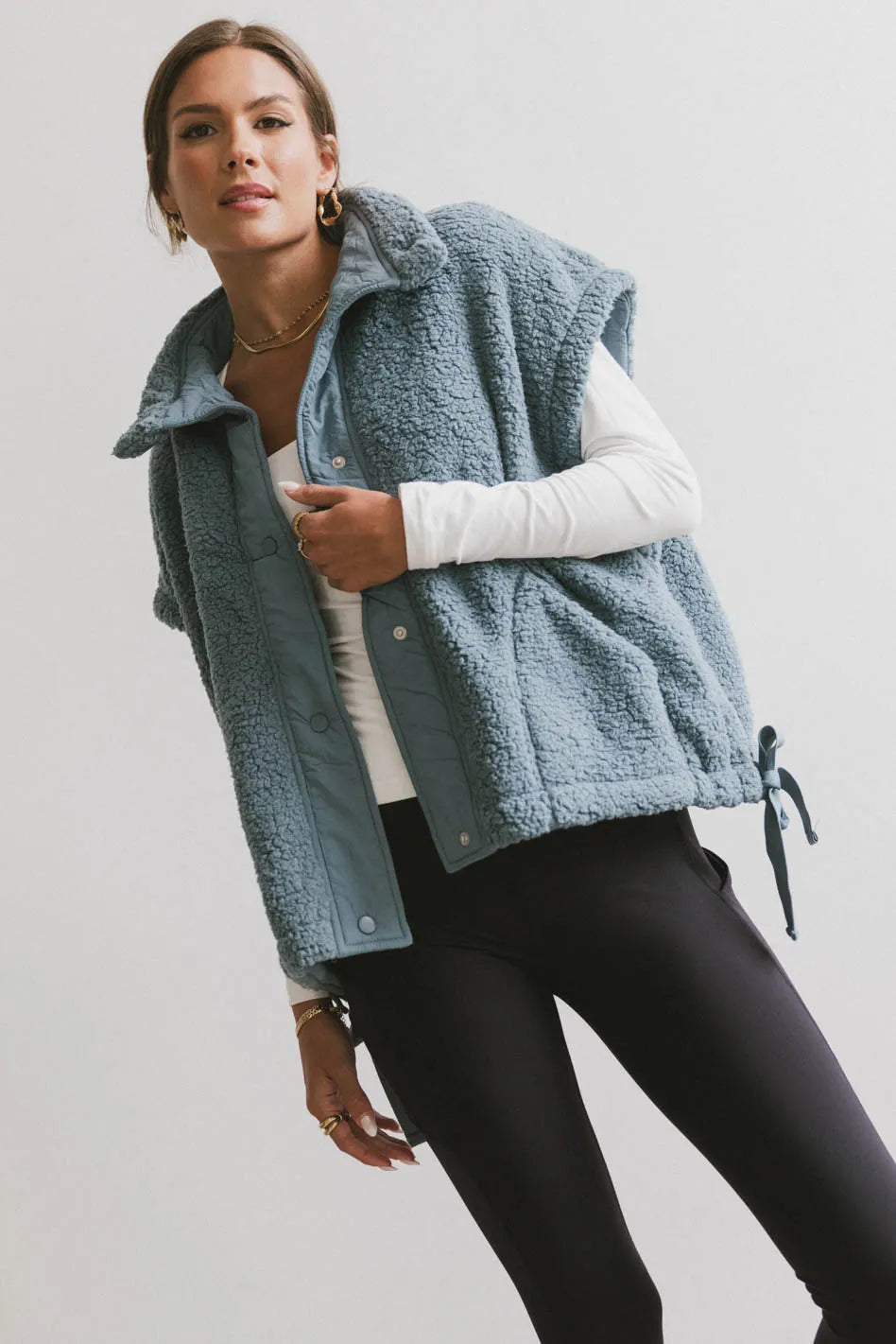 Johanna Sherpa Vest in Blue - FINAL SALE