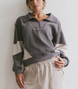 zip up collared color block sweater