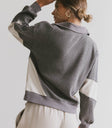 collared knit sweater in grey
