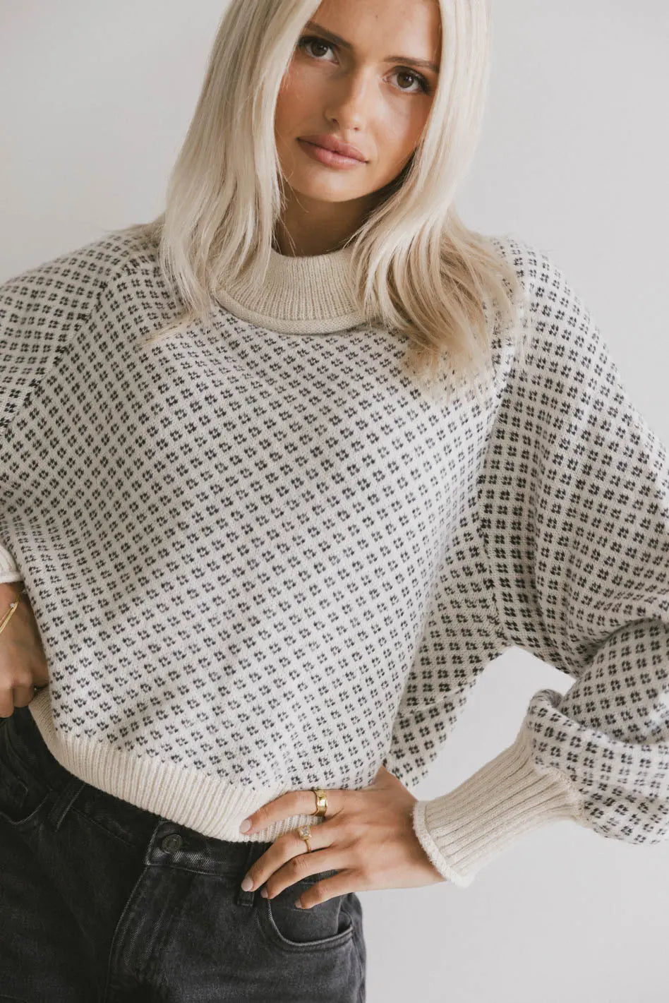 Mock neck sweater in ivory