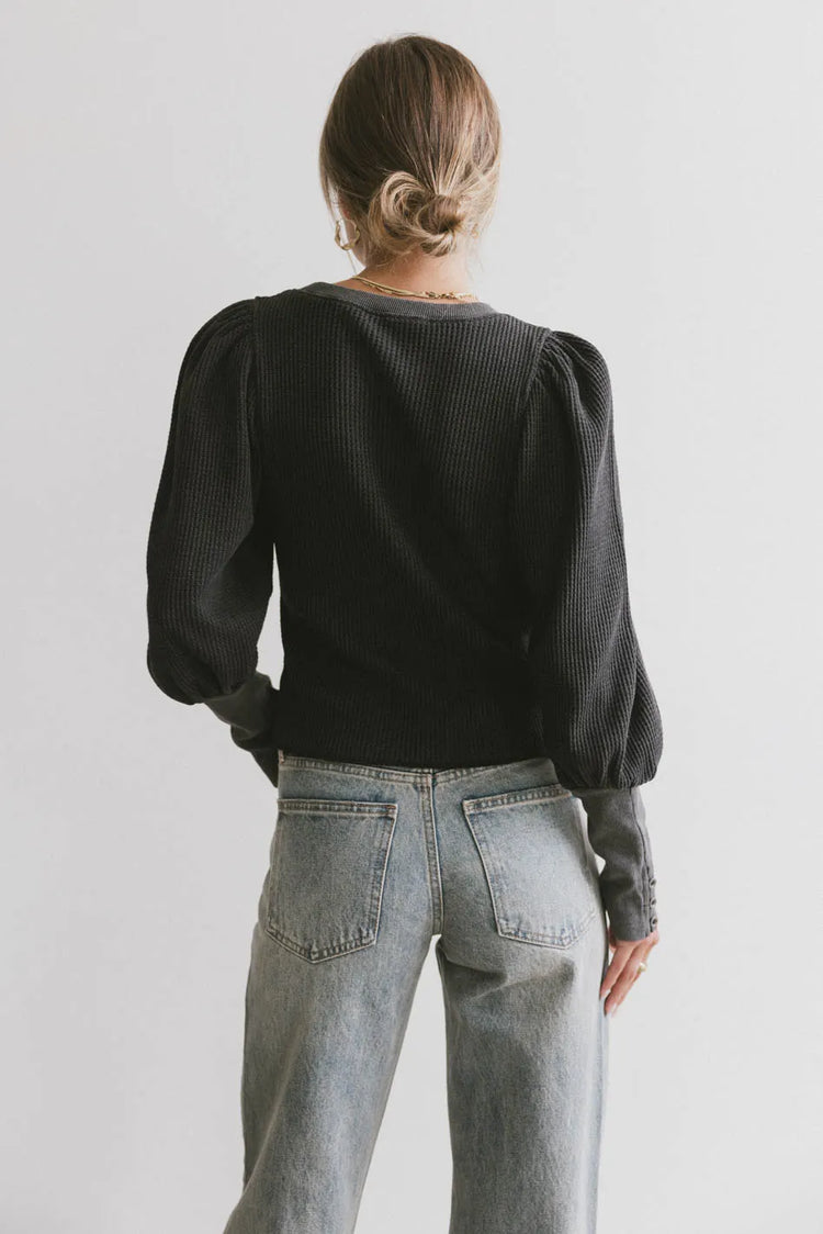 Plain color top in black