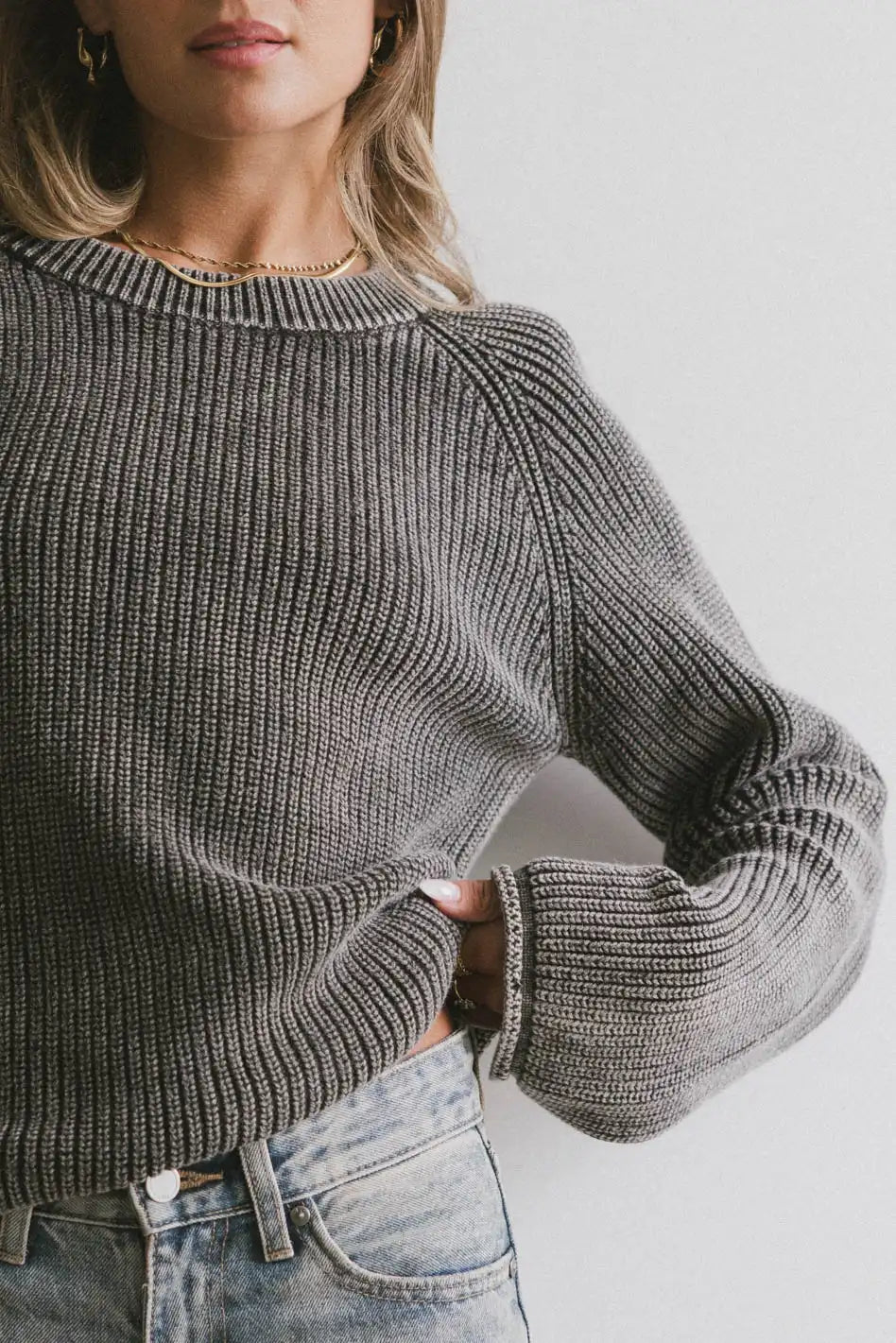 Knit top in charcoal