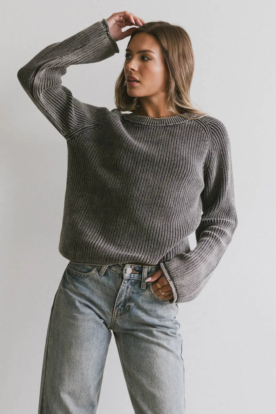 Long sleeves sweater in charcoal