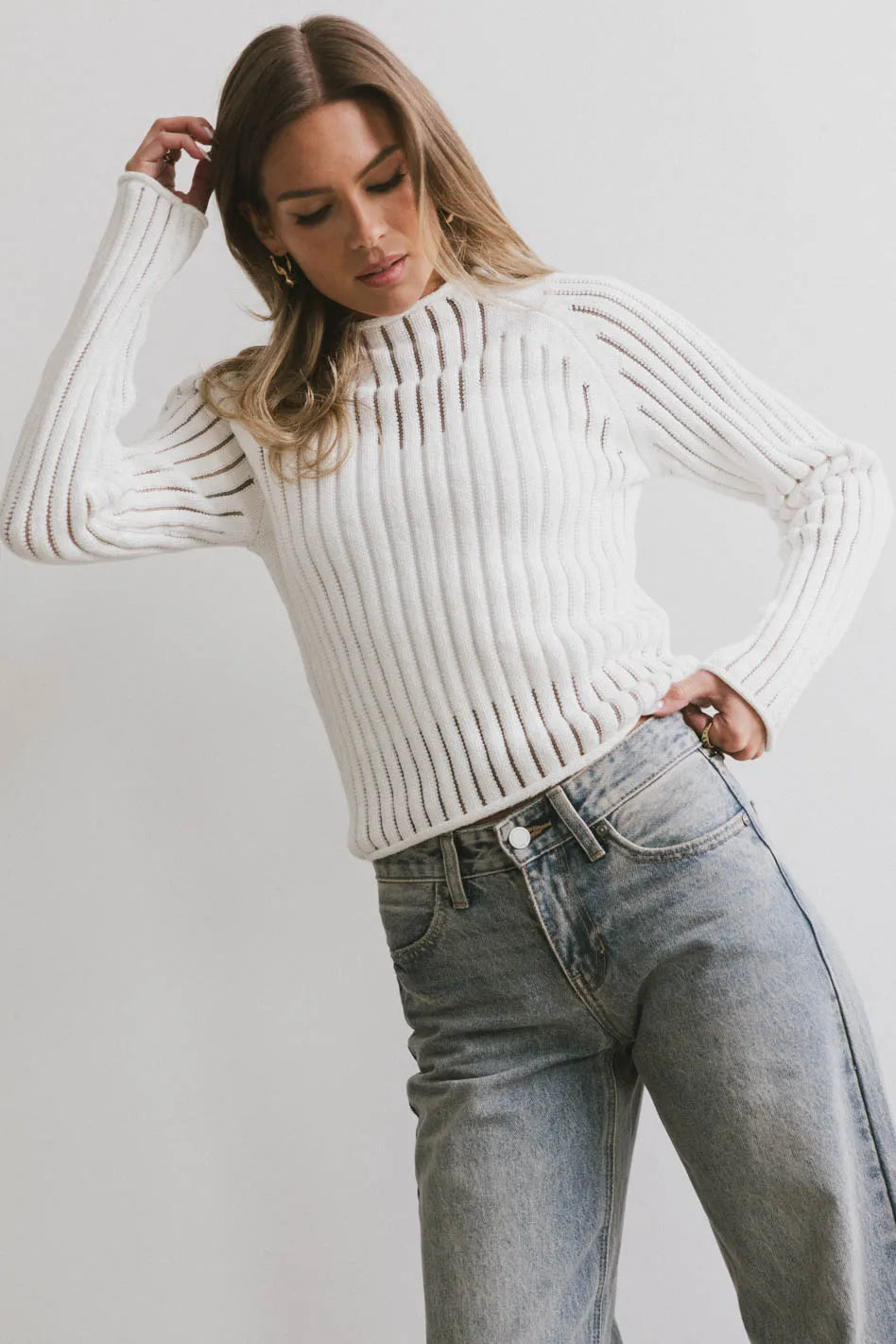 Ribbed top in white