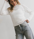 Ribbed top in white