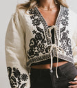 Front ties jacket in cream