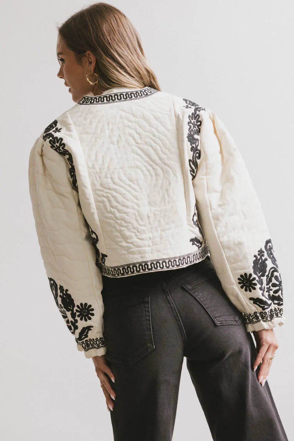 Embroidered jacket in cream