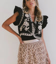Embroidered top in black