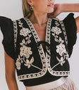 Front tie vest in black