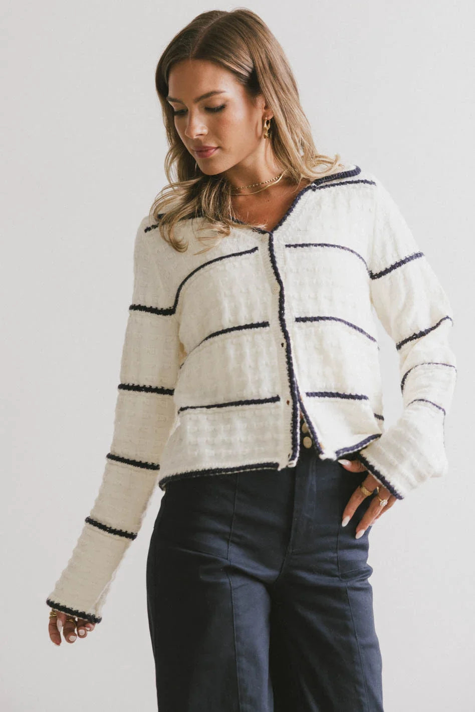 Button up striped top