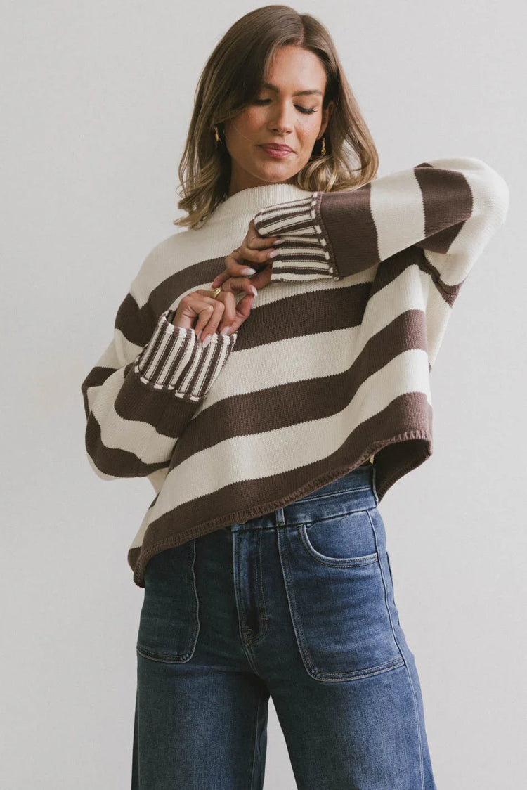 Knit sweater in brown