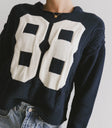 Round neck sweater in navy