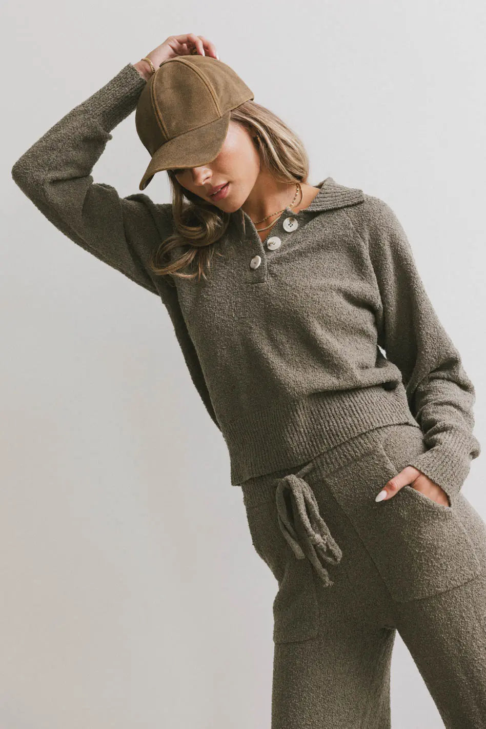 Collared top in olive