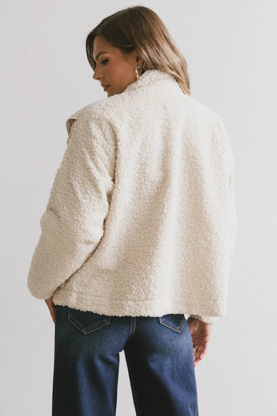 Plain color Sherpa jacket in natural