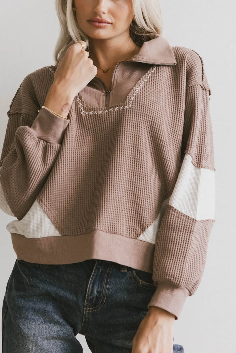 Waffle top in brown
