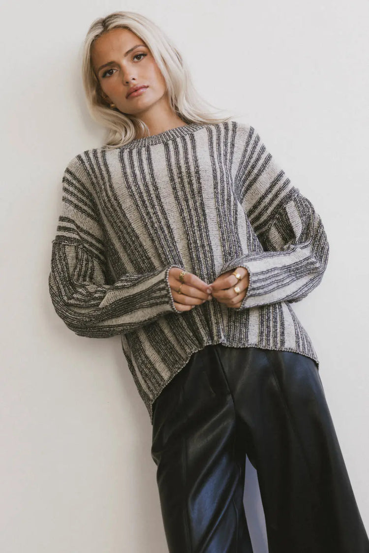 Striped top in black
