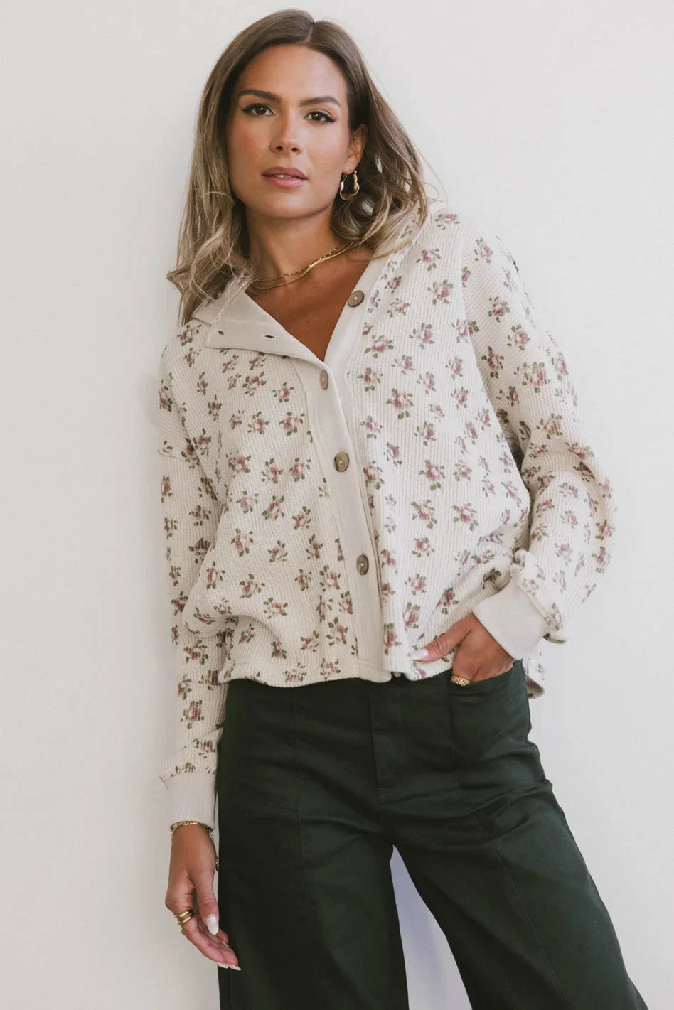 Floral top in ivory