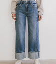 Wide leg denim in medium wash