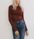 Round neck top in burgundy