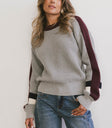 waffle sweater with shoulder stripe