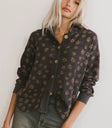 Button up hoodie top in black