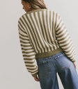 Knit striped sweater in moss