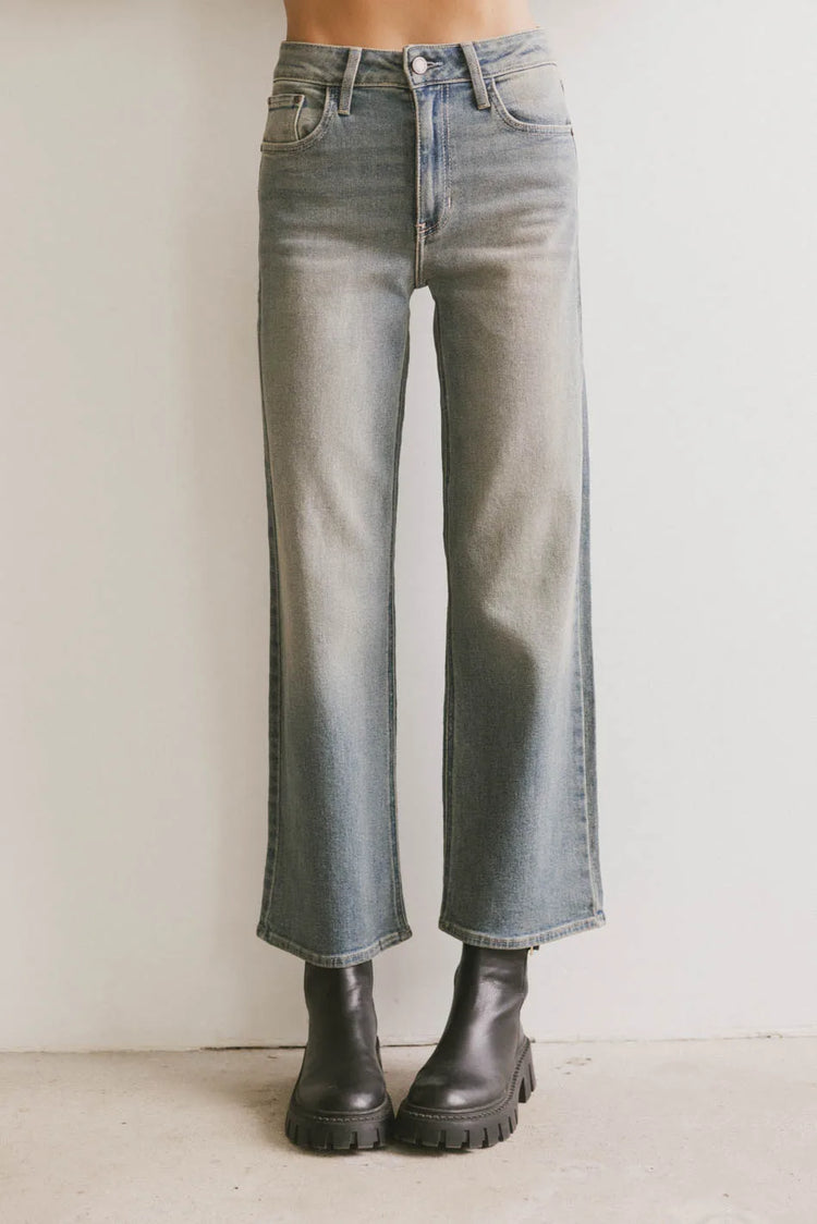 High rise denim in medium wash