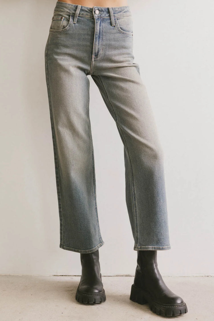 Straight leg denim in medium wash