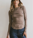 Ruched top in taupe