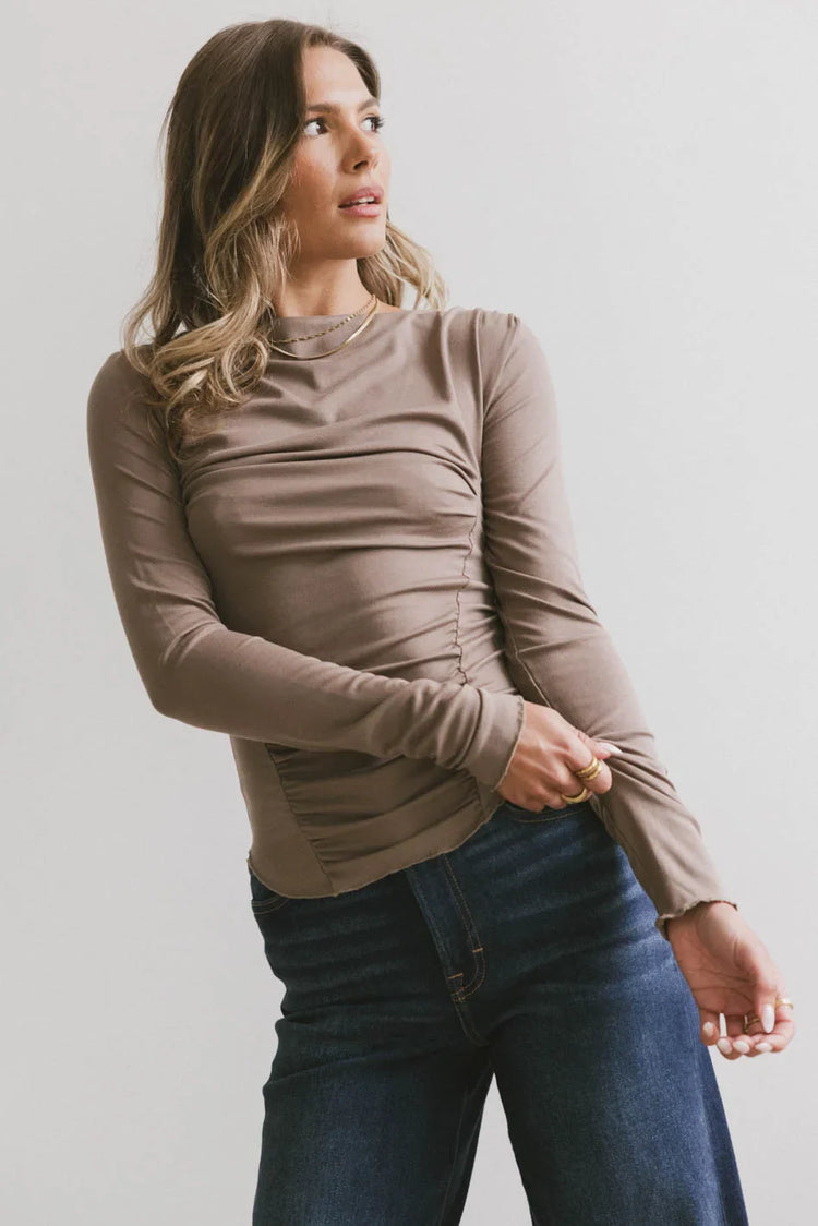 Knit top in taupe
