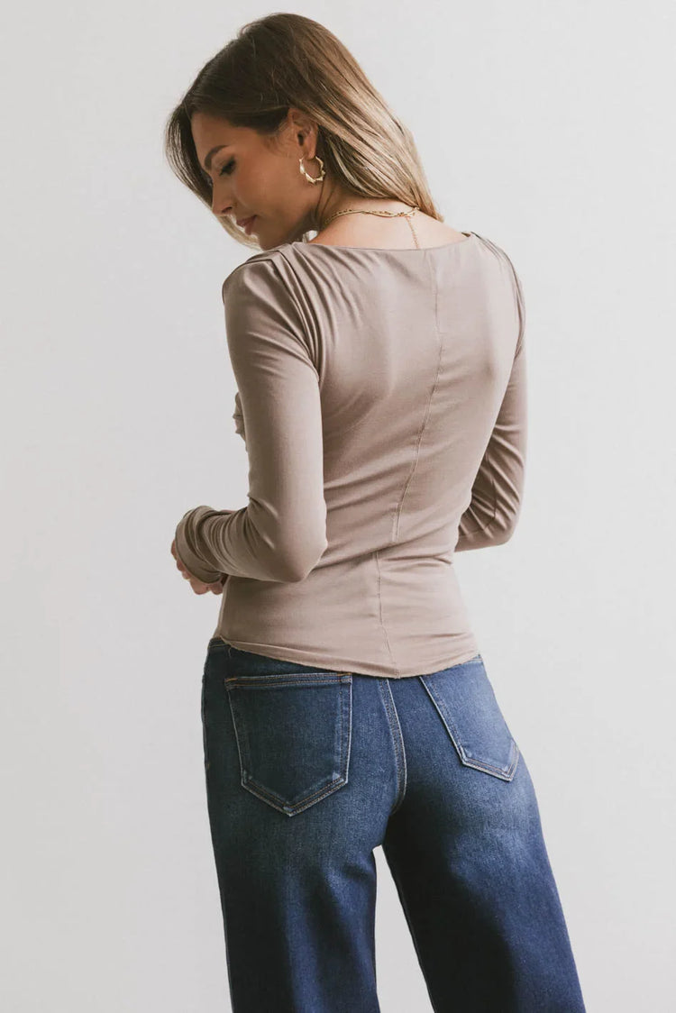 Plain color top in taupe