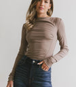 Long sleeves top in taupe