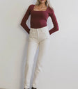 Square neck top in wine