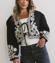 Front ties jacket in black