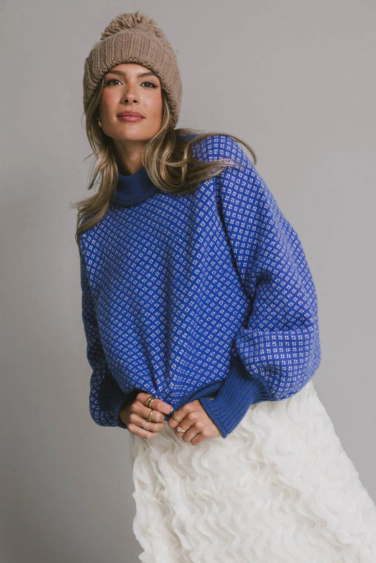 Knit sweater in blue